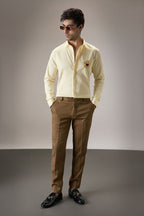 Cora (Heart)  - Hand Embroidered Designer Shirt -Ivory