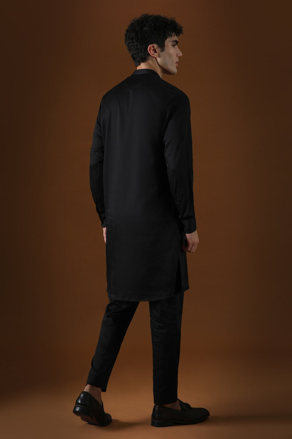 Wild Flowers Hand Embroidered Designer Kurta - Black