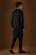 Wild Flowers Hand Embroidered Designer Kurta - Black