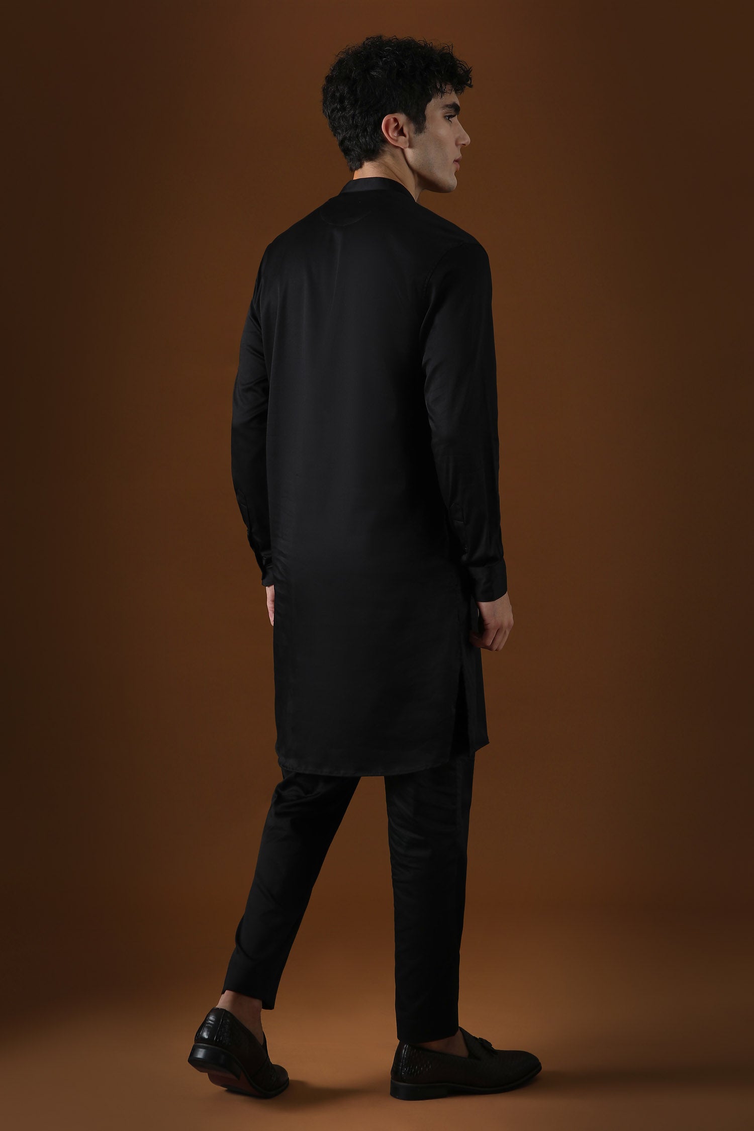 Wild Flowers Hand Embroidered Designer Kurta - Black