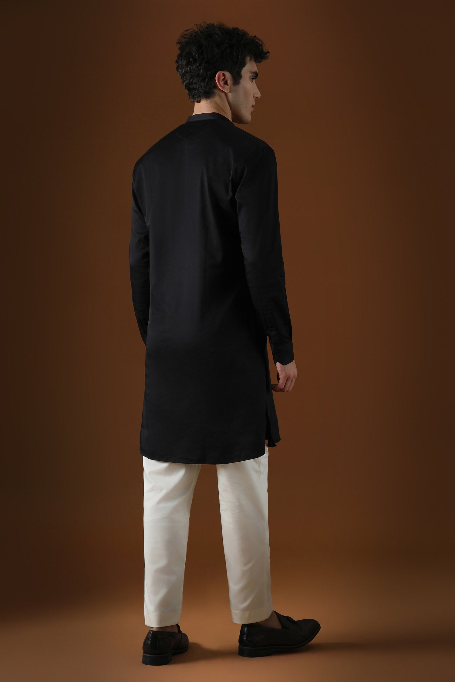 Mirror Illusion Hand Embroidered Designer Kurta - Black