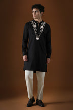 Mirror Illusion Hand Embroidered Designer Kurta - Black