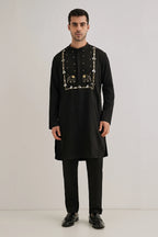 Gaja(Elephant)- Hand Embroidered Designer Kurta - Black