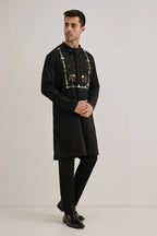 Gaja(Elephant)- Hand Embroidered Designer Kurta - Black