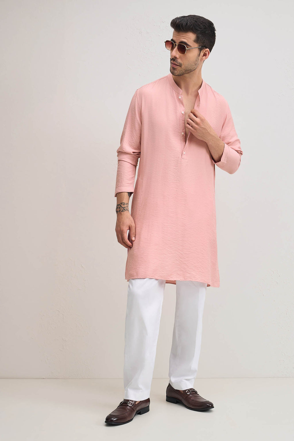 Gulab-e-basanti Kurta - Salmon Pink