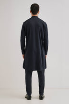 Tiger - Hand Embroidered Designer Kurta - Navy