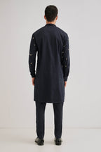 Brine - Hand Embroidered Designer Kurta - Navy