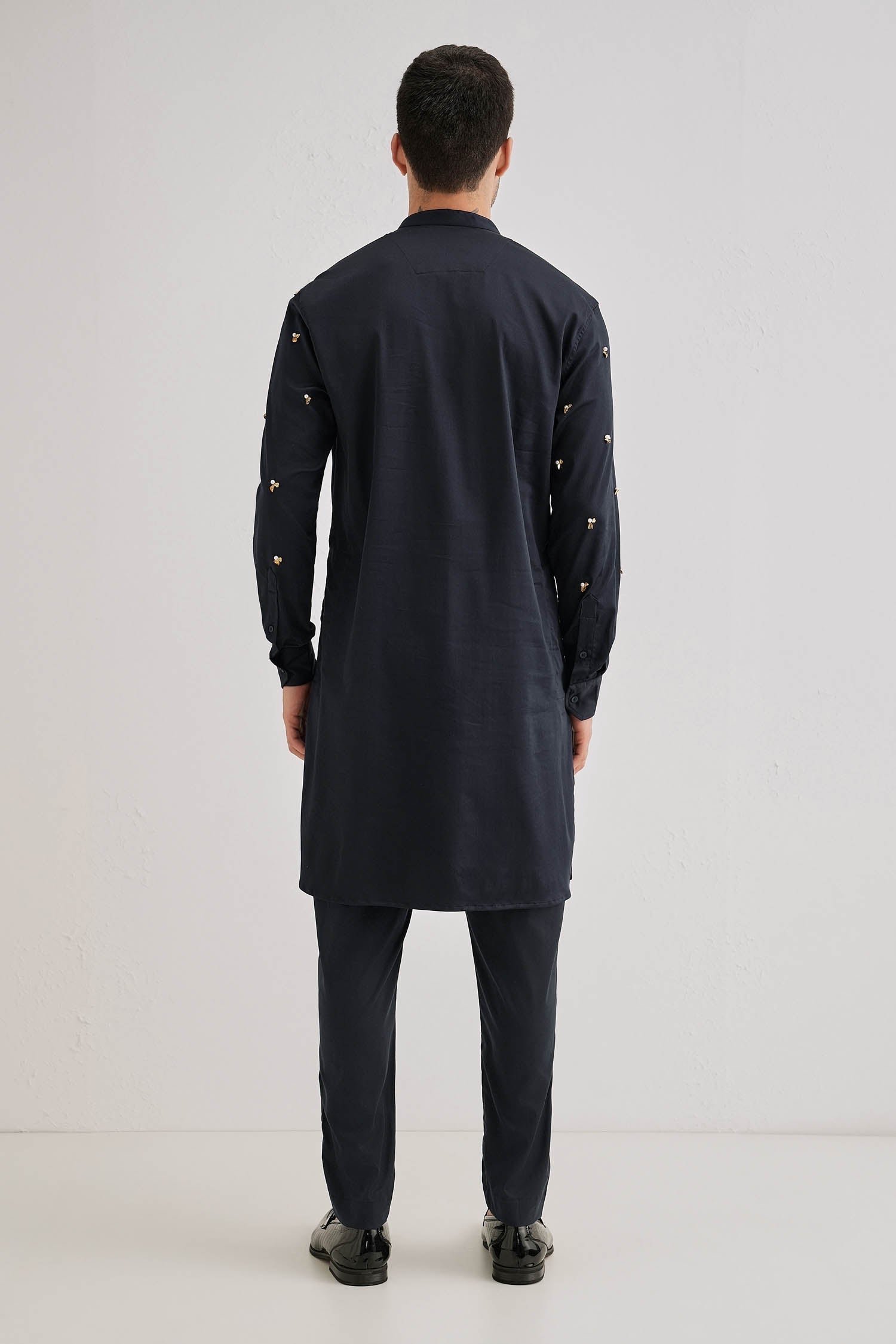 Brine - Hand Embroidered Designer Kurta - Navy