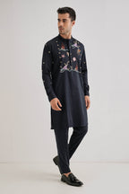 Brine - Hand Embroidered Designer Kurta - Navy