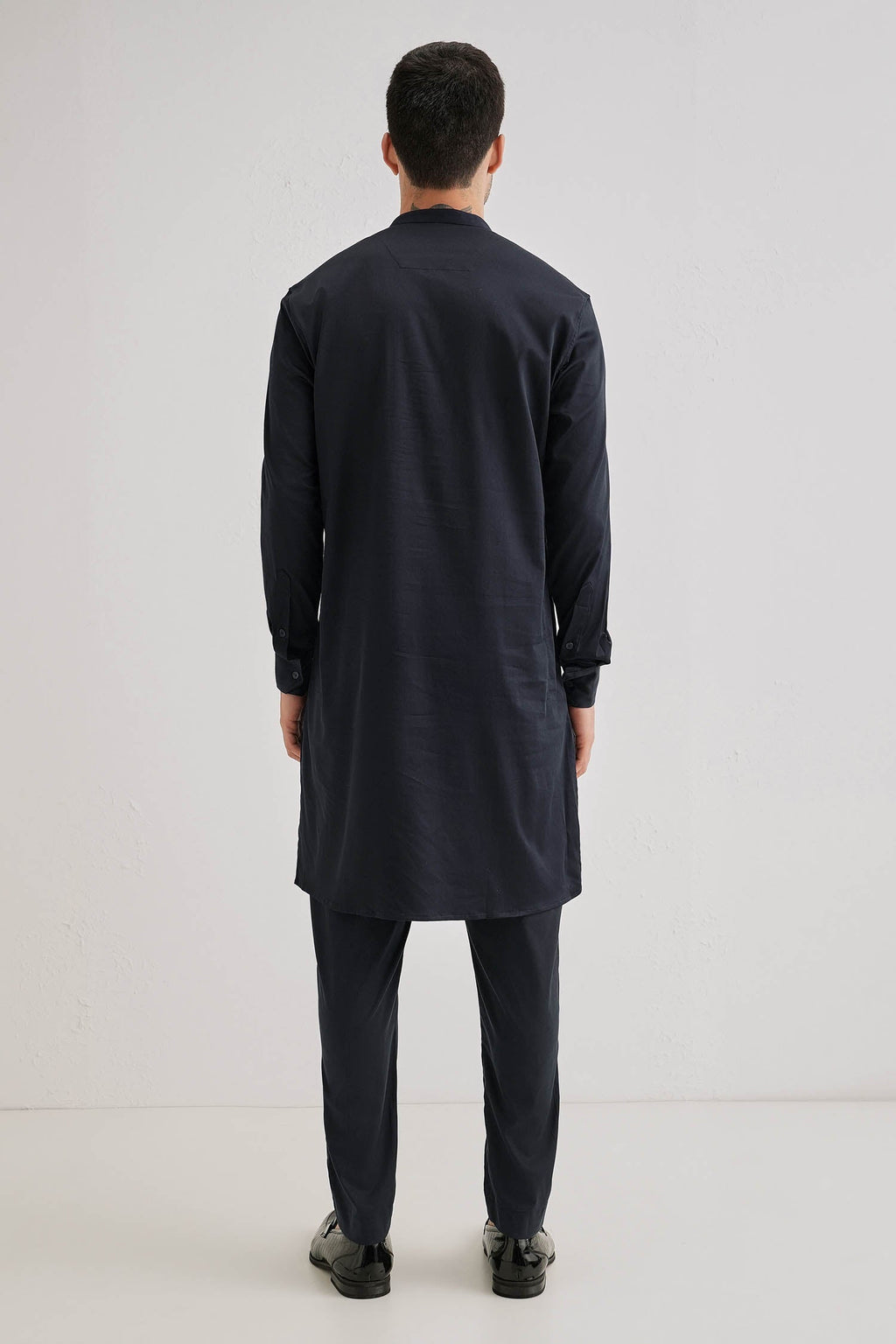 Inflorescence - Hand Embroidered Designer Kurta - Navy