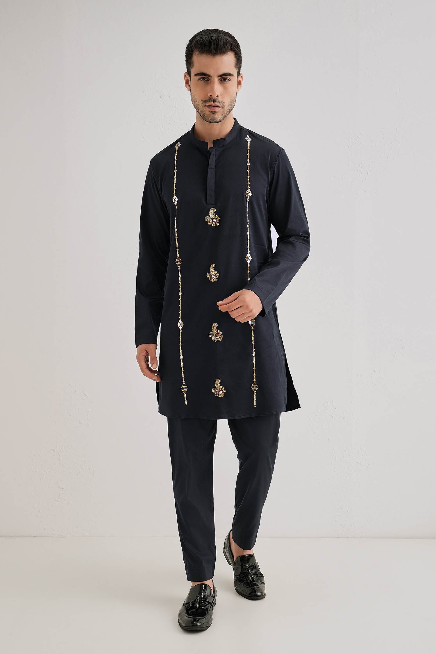 Kolka Hand Embroidered Designer Kurta - Navy