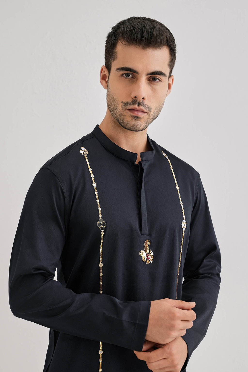 Kolka Hand Embroidered Designer Kurta - Navy