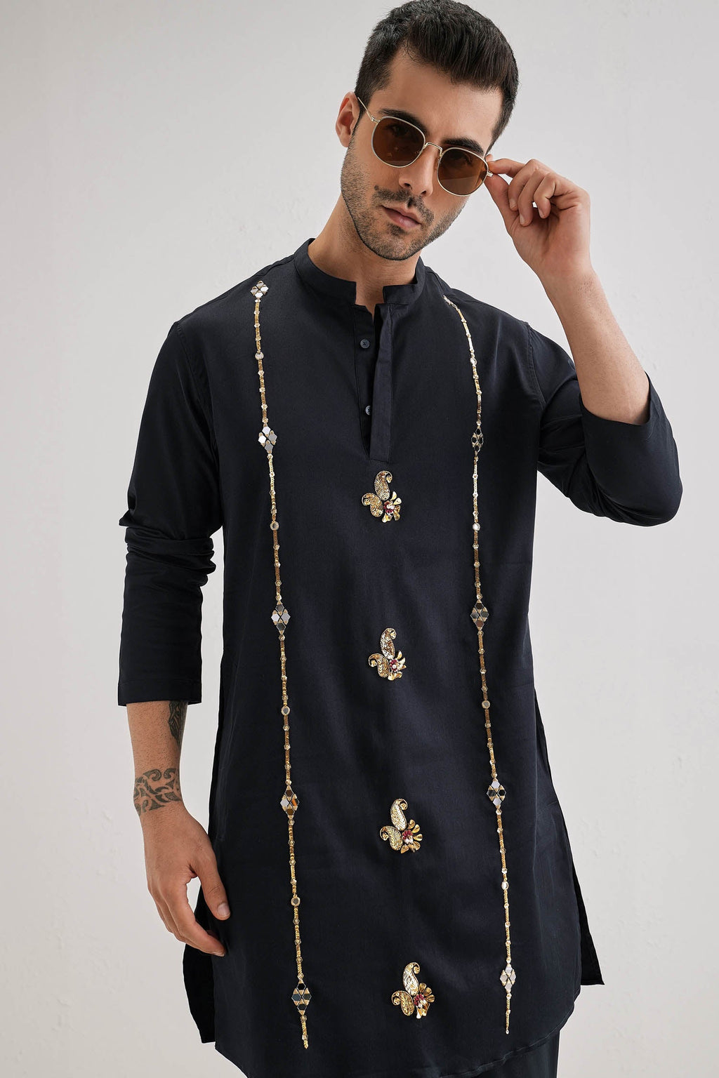 Kolka Hand Embroidered Designer Kurta - Navy