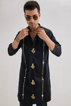 Kolka Hand Embroidered Designer Kurta - Navy