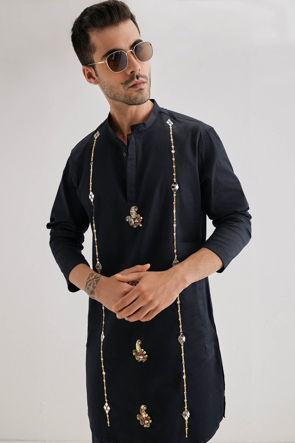 Kolka Hand Embroidered Designer Kurta - Navy