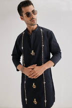 Kolka Hand Embroidered Designer Kurta - Navy