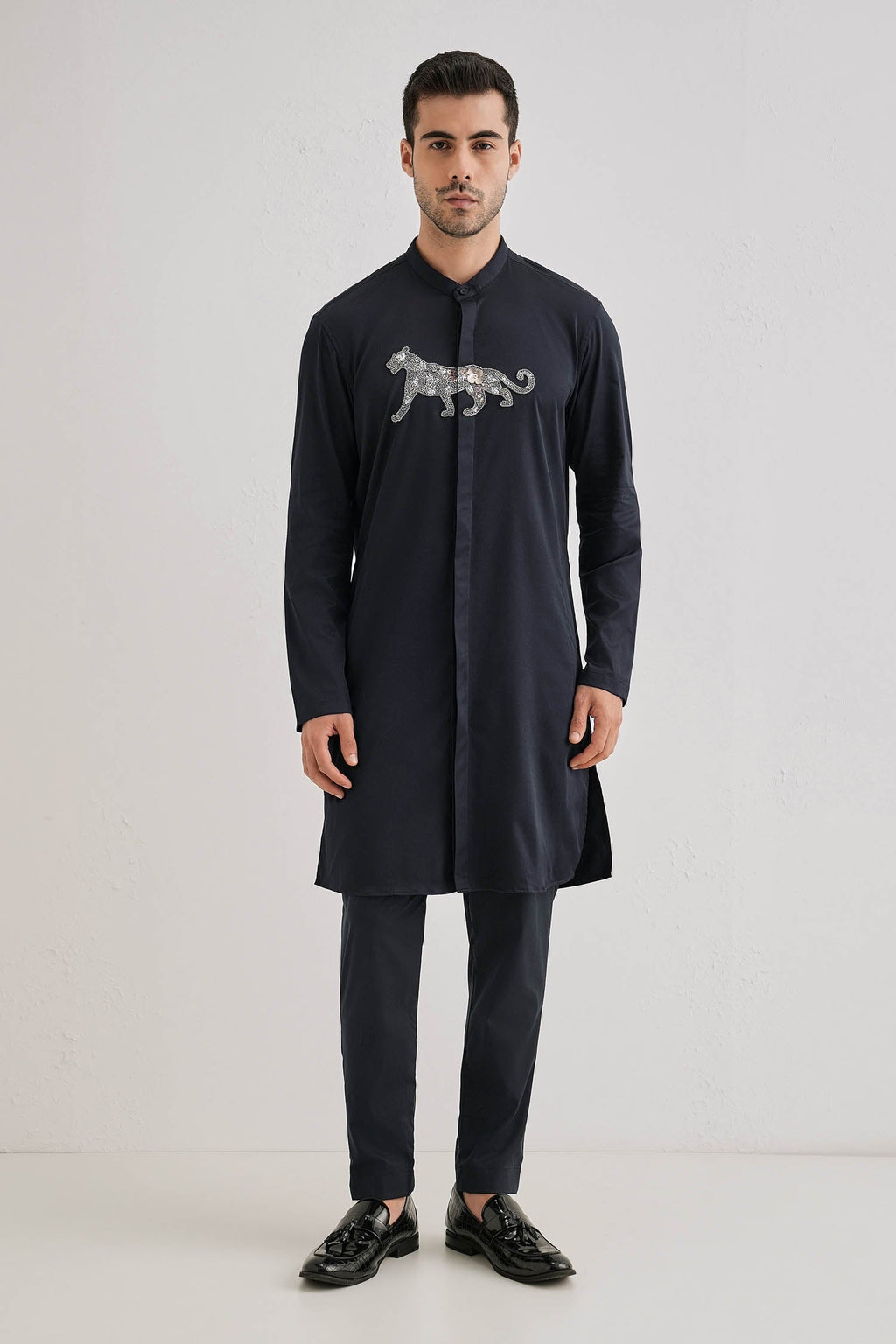 Lynx - Hand Embroidered Designer Kurta - Navy