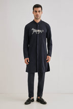 Lynx - Hand Embroidered Designer Kurta - Navy