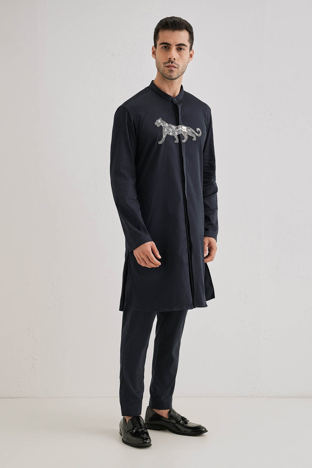 Lynx - Hand Embroidered Designer Kurta - Navy