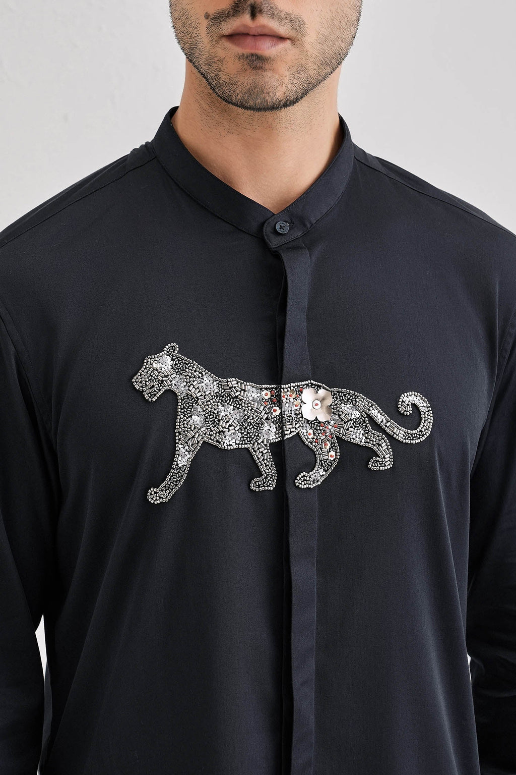 Lynx - Hand Embroidered Designer Kurta - Navy