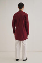 Nestling(Bird) Hand Embroidered Designer Kurta - Burgundy