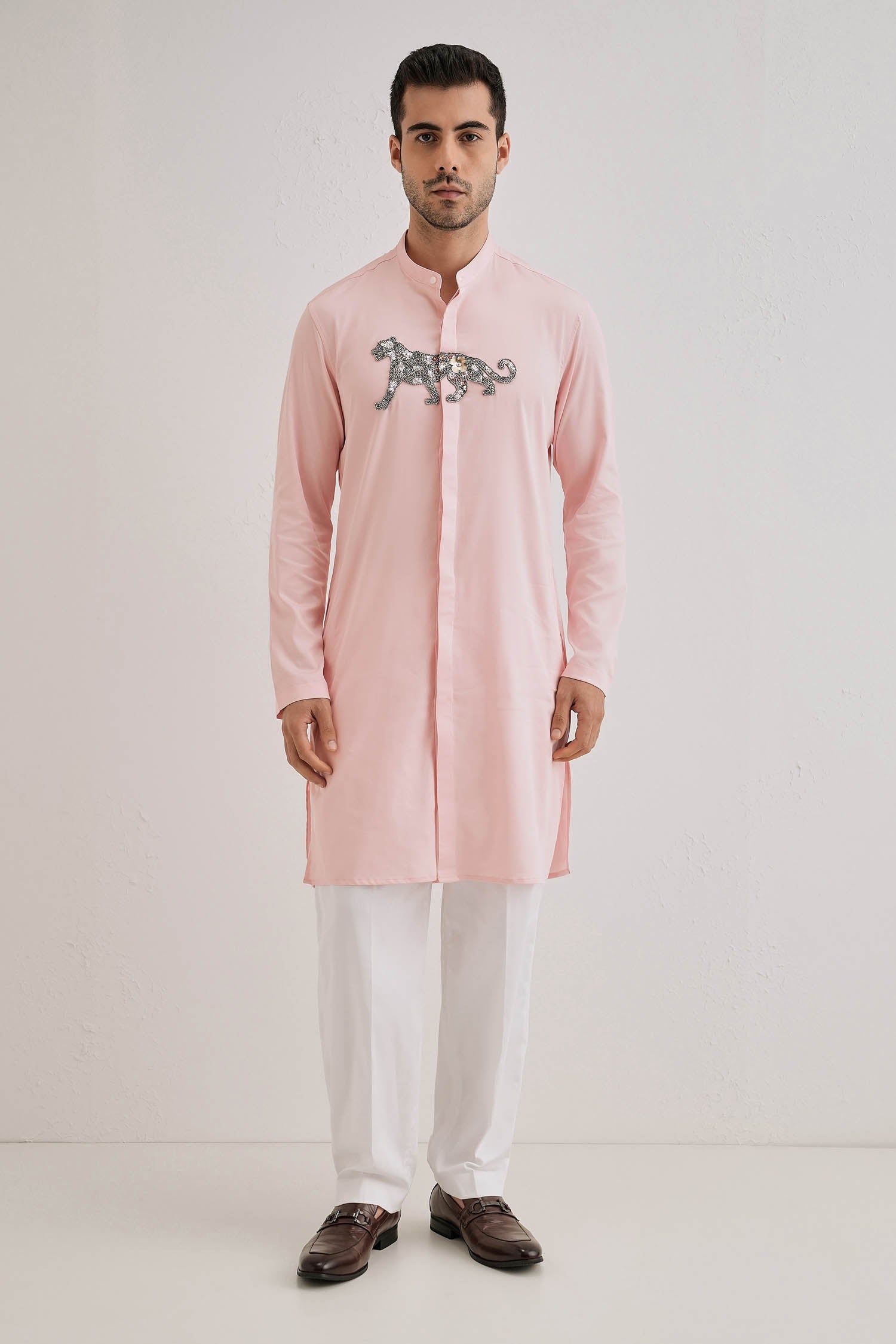 Lynx - Hand Embroidered Designer Kurta - Pink