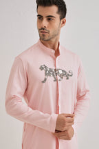 Lynx - Hand Embroidered Designer Kurta - Pink