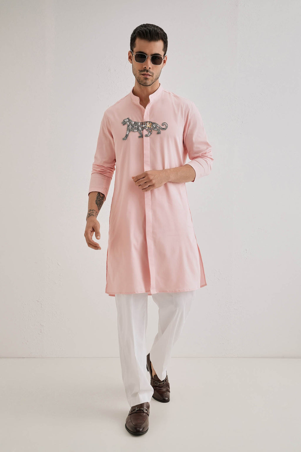Lynx - Hand Embroidered Designer Kurta - Pink