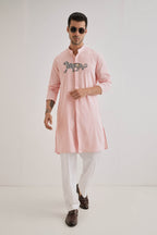 Lynx - Hand Embroidered Designer Kurta - Pink