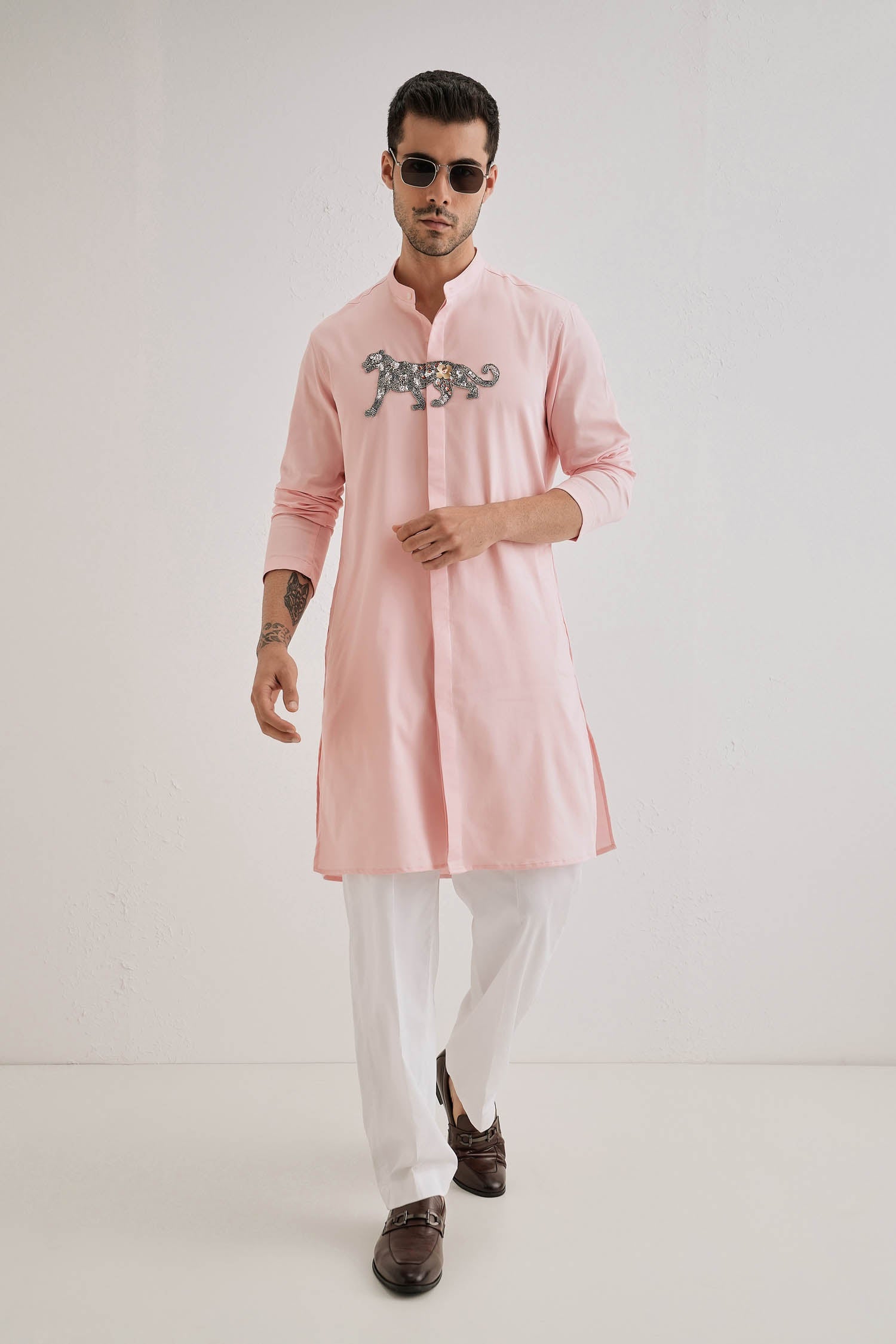 Lynx - Hand Embroidered Designer Kurta - Pink