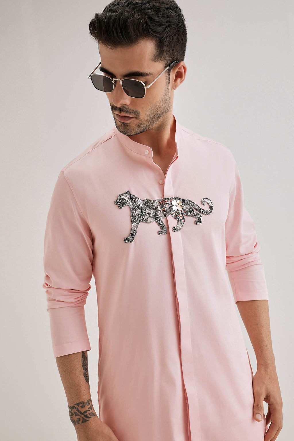 Lynx - Hand Embroidered Designer Kurta - Pink