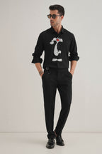 Sylvester Hand Embroidered Designer Shirt - Black