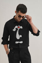 Sylvester Hand Embroidered Designer Shirt - Black