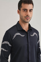 Sway - Hand Embroidered Designer Shirt - Navy