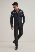 Sway - Hand Embroidered Designer Shirt - Navy