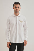 Wasp Hand Embroidered Designer Shirt -White