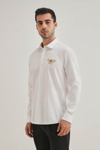 Wasp Hand Embroidered Designer Shirt -White