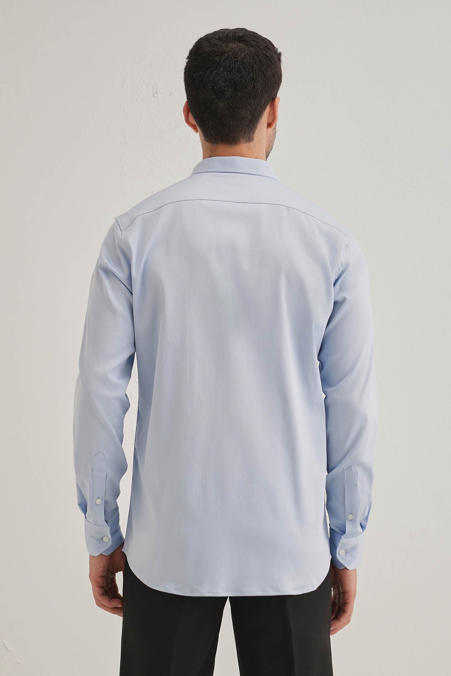 Biological Heart- Hand Embroidered Designer Shirt - Powder Blue