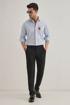 Biological Heart- Hand Embroidered Designer Shirt - Powder Blue