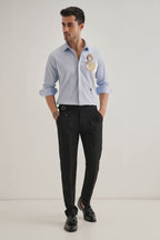 Flamingo - Hand Embroidered Designer Shirt - Powder Blue