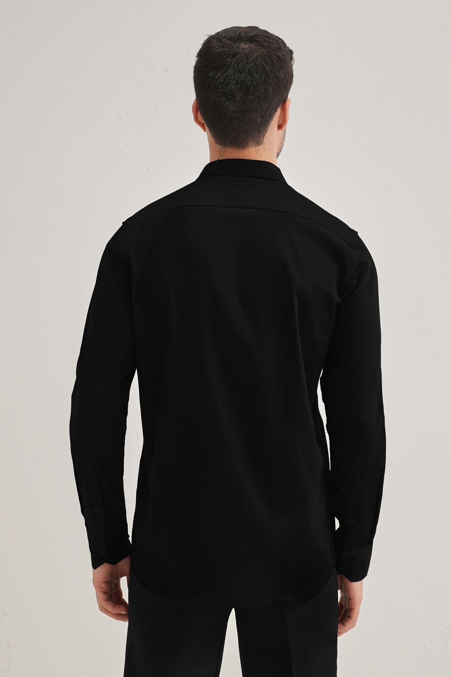 Flamingo - Hand Embroidered Designer Shirt - Black