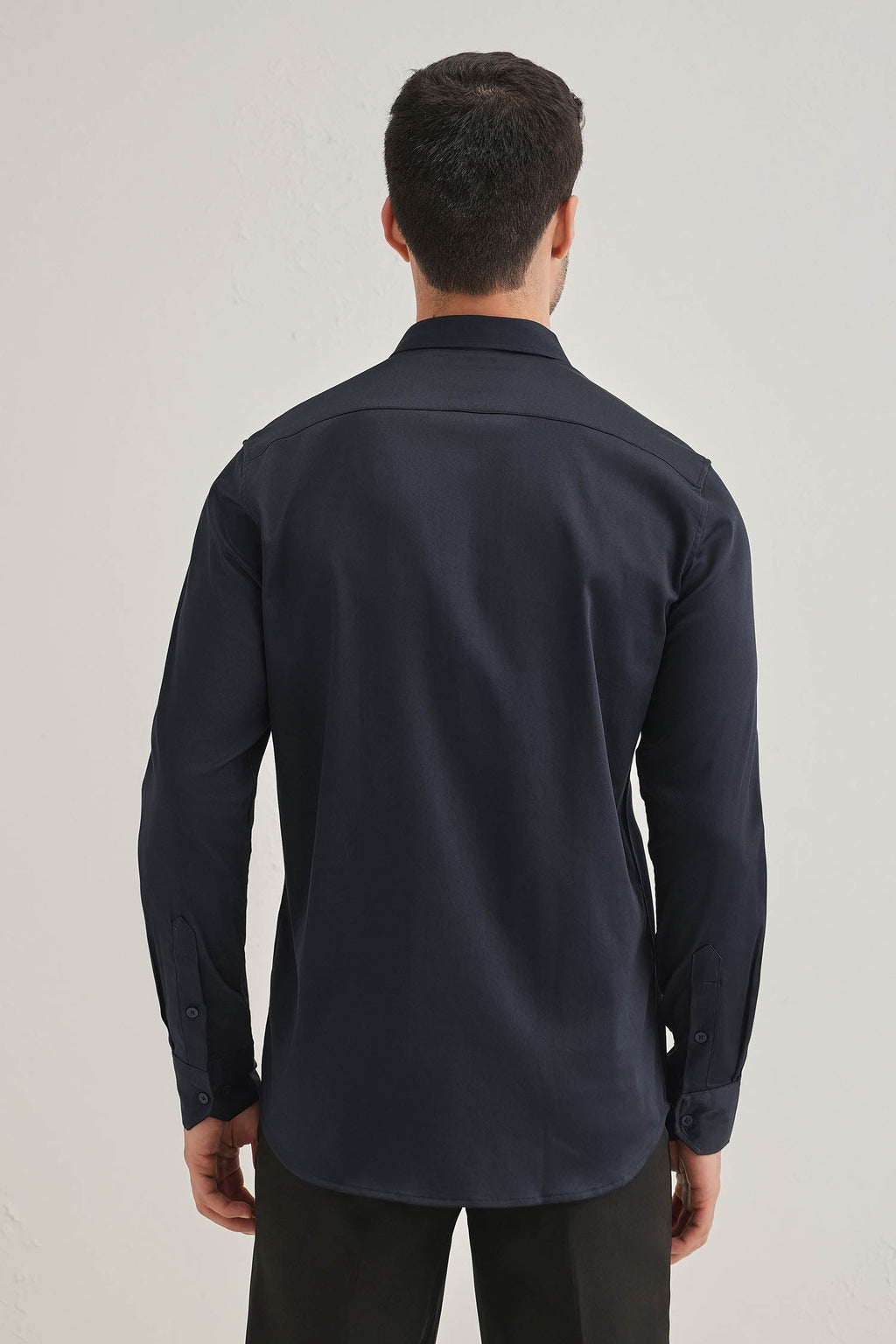 Flamingo - Hand Embroidered Designer Shirt - Navy