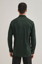 Bear-y-rich - Hand Embroidered Designer Shirt - Bottle Green
