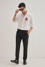 Quackery- Hand Embroidered Designer Shirt - White