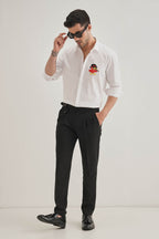 Quackery- Hand Embroidered Designer Shirt - White