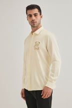 Bear-y-rich - Hand Embroidered Designer Shirt - Ivory