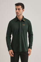 Skeeter(Dragon Fly) Hand Embroidered Designer Shirt - Bottle Green