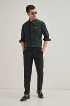 Skeeter(Dragon Fly) Hand Embroidered Designer Shirt - Bottle Green