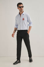 Serpent(Snake)- Hand Embroidered Designer Shirt - Powder Blue