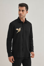 Birdie(Bird)- Hand Embroidered Designer Shirt - Black